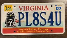 Virginia Personalized Vanity License Plate PL8S4U Railroad Norfolk Man Cave Sign picture