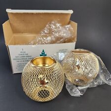 Partylite Starlite Gold Mesh Tealight Candle Holders P0165 Set of 2 picture