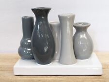 Multi Connected 5 Bud vases Gray Neutral Tones picture