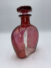 VTG Antique? Bohemian Red Flashed Thistle Etched Decanter w/ Stopper Estate Item picture