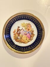 Limoges Plate Vintage Cobalt Blue with Gold Fragonard/Love Story/Courting Couple picture