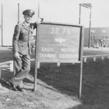 2V Handsome Military Man Leans Sign Basic Training 32 75th 1950s SIZE: 3.5x3.5 picture
