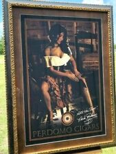 MUSEUM QUALITY FRAMED PERDOMO CIGAR AD PRINT w/PRINTED AUTOGRAPH ON CANVAS BOARD picture