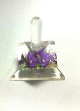 Vintage Clear Hard Plastic Resin Ring Holder with one Resin Violet inside picture