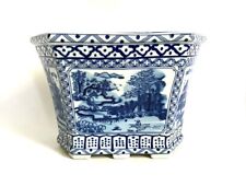 Chinoiserie Blue and White Landscape Porcelain Planter picture