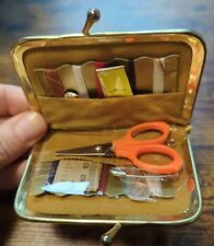 Vintage J. Snyder Gold Clutch Travel Sewing Kit Kids Clasp Cottage Granny Core picture
