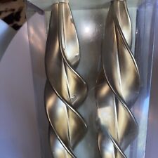Vintage AMI 12” Twisted Swirl Pair Of Metallic Gold Candles MCM USA In Box picture