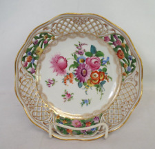 Dresden Germany Porcelain Reticulated Flowers Bowl CROWN MARK Empress Gold Trim picture