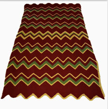 Vintage MCM Afghan Blanket Handmade Chevron Design Multicolor 45” x 67” Nice picture