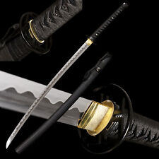 Black Katana 1095 Carbon Steel Japanese Real Sharp Samurai Sword Full Tang picture