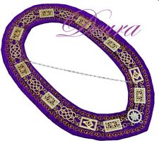 MASONIC GRAND LODGE Collar Real Golden RHINESTONES Top Quality Purple Velvet DP1 picture