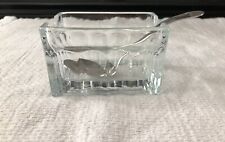 Vintage Clear Ribbed Glass Sugar Holder With Spoon picture