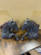 Vintage Heavy Metal Horse Bookends Western Rustic Rodeo Pair Stallion  picture