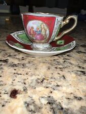 Vintage Shofu China  Courting Couple Demitasse Cup/Saucer  Occupied Japan picture