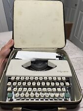 Vintage 1967 Olympia SF Deluxe Grey Portable Manual Typewriter & Case picture
