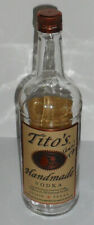 Signed Tito's Handmade Vodka Glass 1L Bottle Empty 