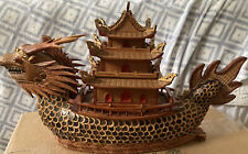 VTG Indonesian Komodo Dragon Wooden Boat 3-Tiered, 21 x 13 Inches  Beautiful picture