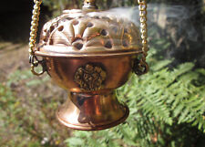 USA Seller Free Incense Tibet Buddhist Hanging Copper Brass Cone Incense Burner picture