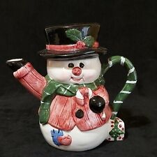 Vintage Crafters Christmas Earthenware Snowman Teapot New Open Box picture