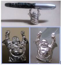 Set of 3 - Laughing BUDDHA Silver Plated Pen Holder Stand Display  picture
