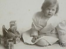 Vtg 1920s 30s Girl with Teddy Bear Jointed Mohair Photograph OOAK RARE picture