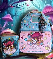 LOUNGEFLY DISNEY ALICE IN WONDERLAND TEA PARTY MINI BACKPACK, Wallet, & Charm picture