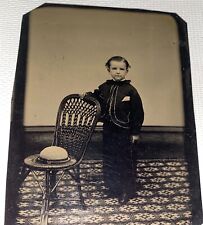 Antique Victorian American Civil War Era Boy Adorable Fashion Tintype Photo US picture
