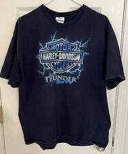 Harley Davidson Blue Shirt Thunder Lightning Nice Fade Galena Illinois XL Nice picture