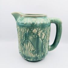 Antique Art Nouveau WELLER Green Glaze Kingfisher Pottery Pitcher picture