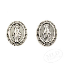 Silver Plated Miraculous Medal Stud Earrings Catholic Virgin Mary picture
