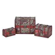 Doorbuster Set of 3 Paisley Pattern Faux Leather Treasure Chest Storage Box picture