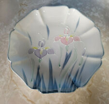 Otagiri Irises Floral Lite Plate Hand Painted Japan Beautiful 8.5 In Diameter picture