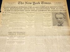 1916 DEC 16 NEW YORK TIMES - LLOYD GEORGE DEMANDS COMPLETE RESTITUTION - NT 8651 picture