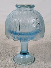 Vtg Indiana Glass Tiara Fairy Lamp Light w/ Pedestal Base Two Piece Aqua Blue picture