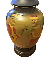 Hand painted William Skilling Table Lamp, With a monkey designs.  No shade picture