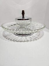 Kromex Lazy Susan Chrome Glass Divided Tray Spins Model No. 898-21 picture