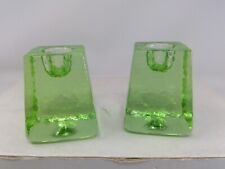 Pair of Fire & Light Signed Green Glass 2 1/2