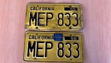 Vintage Pair of 1956 California License Plates 60 Sticker Black Yellow 🇺🇸 picture