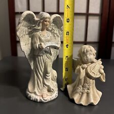 Ceramic Angel With Accordion And Porcelain Angel With Harp Set Of Two Angels picture