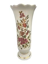Zsolnay Vase Hand Painted Porcelain Pink Floral Trimmed with 24 K Gold 8” Tall picture