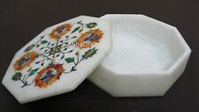 6 Inches Handcrafted Jewelry Box White Marble Multi Purpose Box with Luxury Look picture