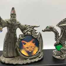 Sunglo Pewter Wizard with Hologram Cat 94- Nice Detailed Pewter Dragon from 99 picture