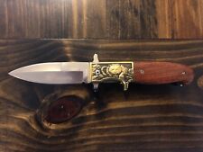 Columbia Carved Folding Knife with Wooden Handle (NEW) GREAT DEAL picture