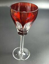 Vintage Ruby Red- Cut-to-Clear - Crystal Wine Glass - 8 1/4