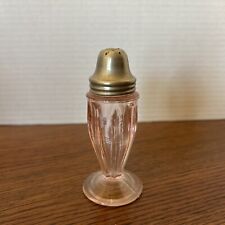 Vintage Pink Depression Glass Salt Pepper Shaker, Vertical Rib Design picture