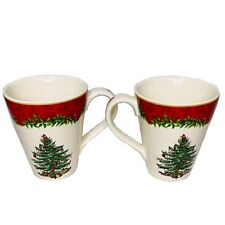 Spode Christmas Tree 12 oz Coffee Mugs/Cups  2013 Annual Collection Set Of 2 picture