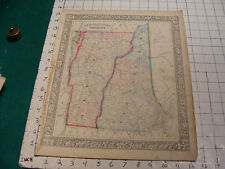 ORIGINAL Hand colored 1862 Mitchell Map: 15 1/4 x 12 1/2--New Hampshire Vermont picture