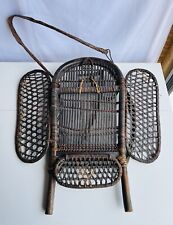 Hand Woven Pasiking Shoulder Backpack Bamboo Rattan Pack Vintage picture
