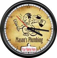 Plumbing Plumber Tools Retro Vintage Personalized Your Name Sign Wall Clock picture