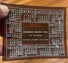 1963 Palm Beach Florida Seabreeze Holiday Inn Hotel Souvenir Calendar Glass Tray picture